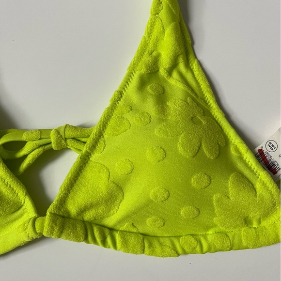 Aerie • NWT Neon Lime Green Yellow Terry Floral Bikini Top - Picture 2 of 3